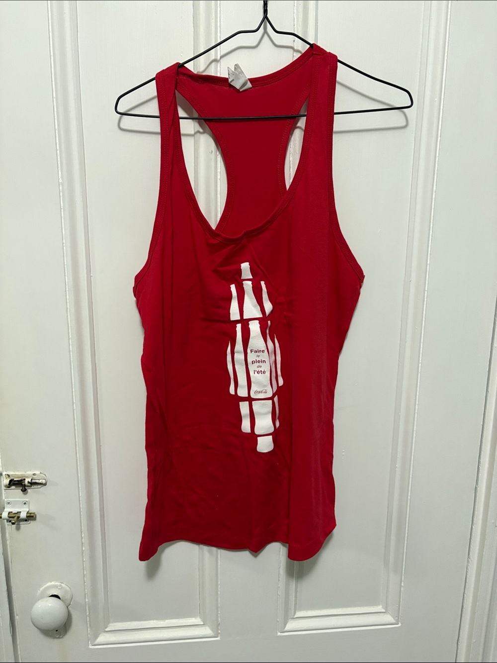 Coca Cola Red Racerback Tank with White Bottle Print